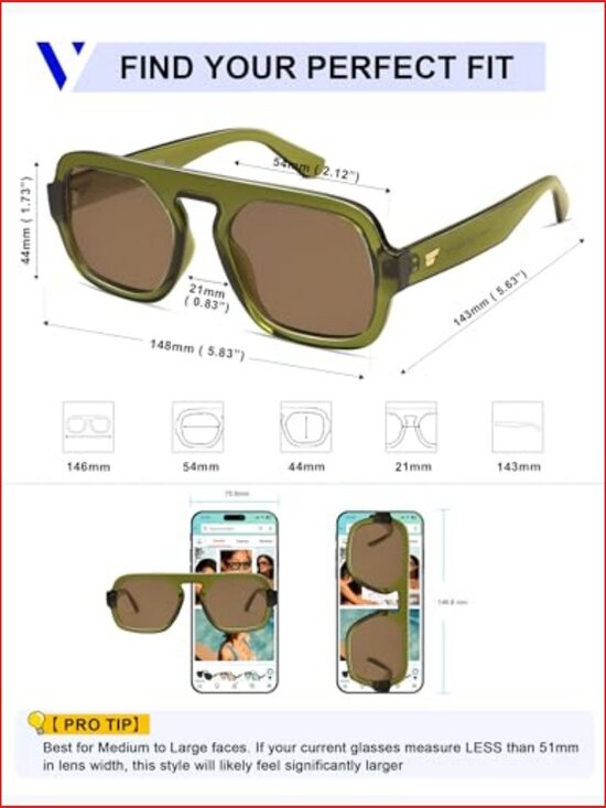 Retro Square Aviator Sunglasses with UV400 Protection Flat Top Rectangle main image 5